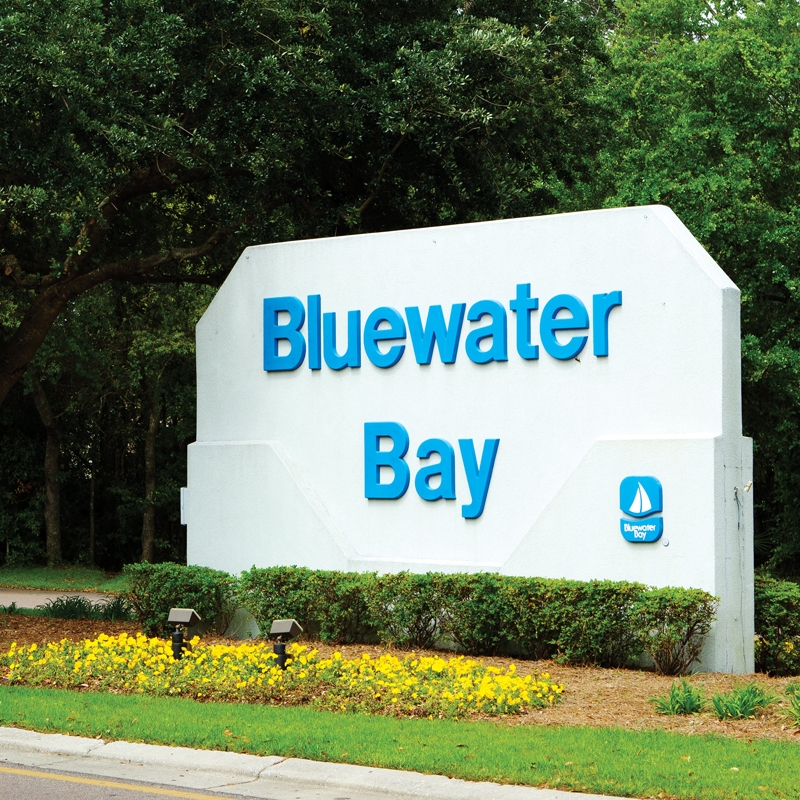 Bluewater Bay located in Niceville, Florida entrance signage